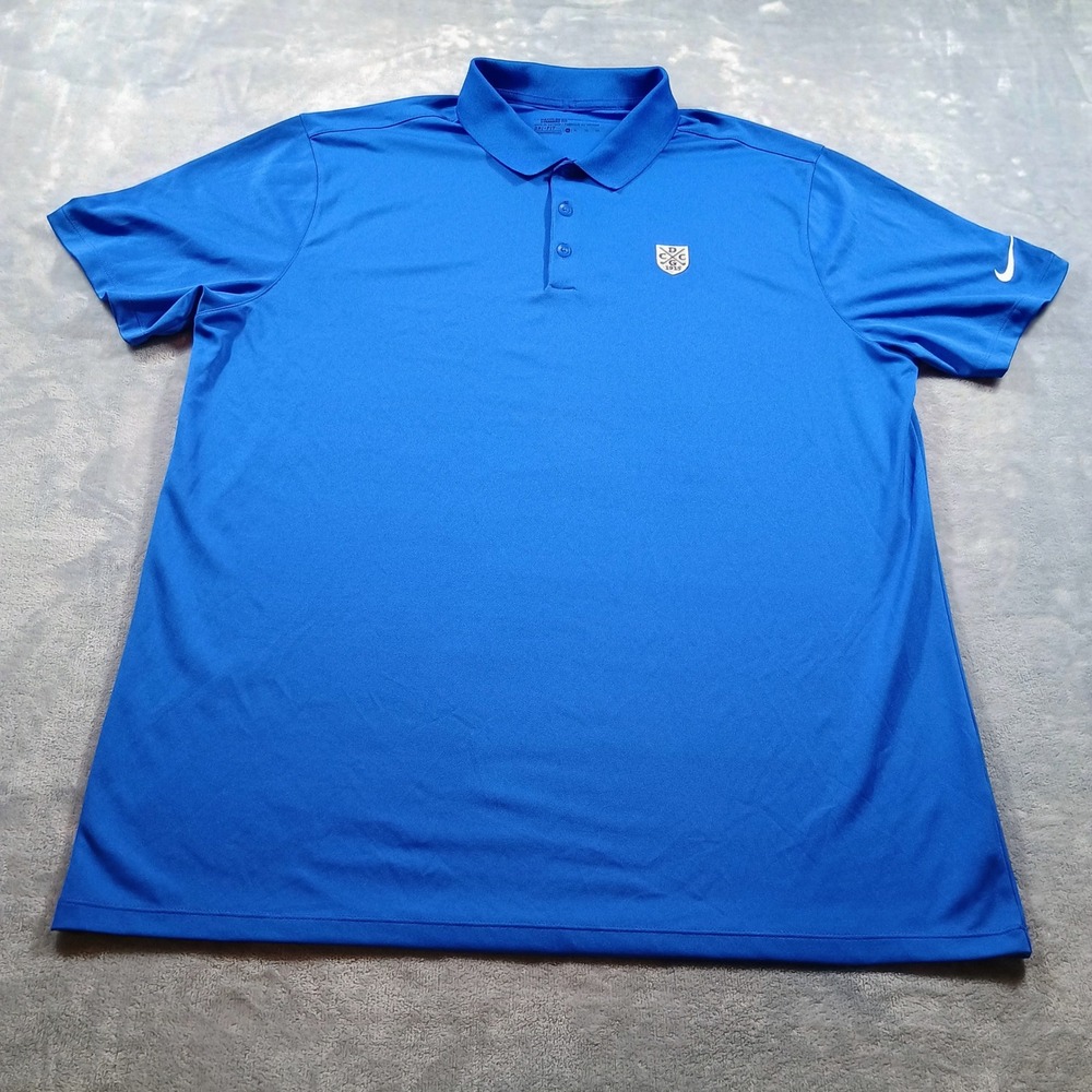 Nike Mens Golf Dri-FIT Polo Blue XL Standard Fit Embroidered Crest‎